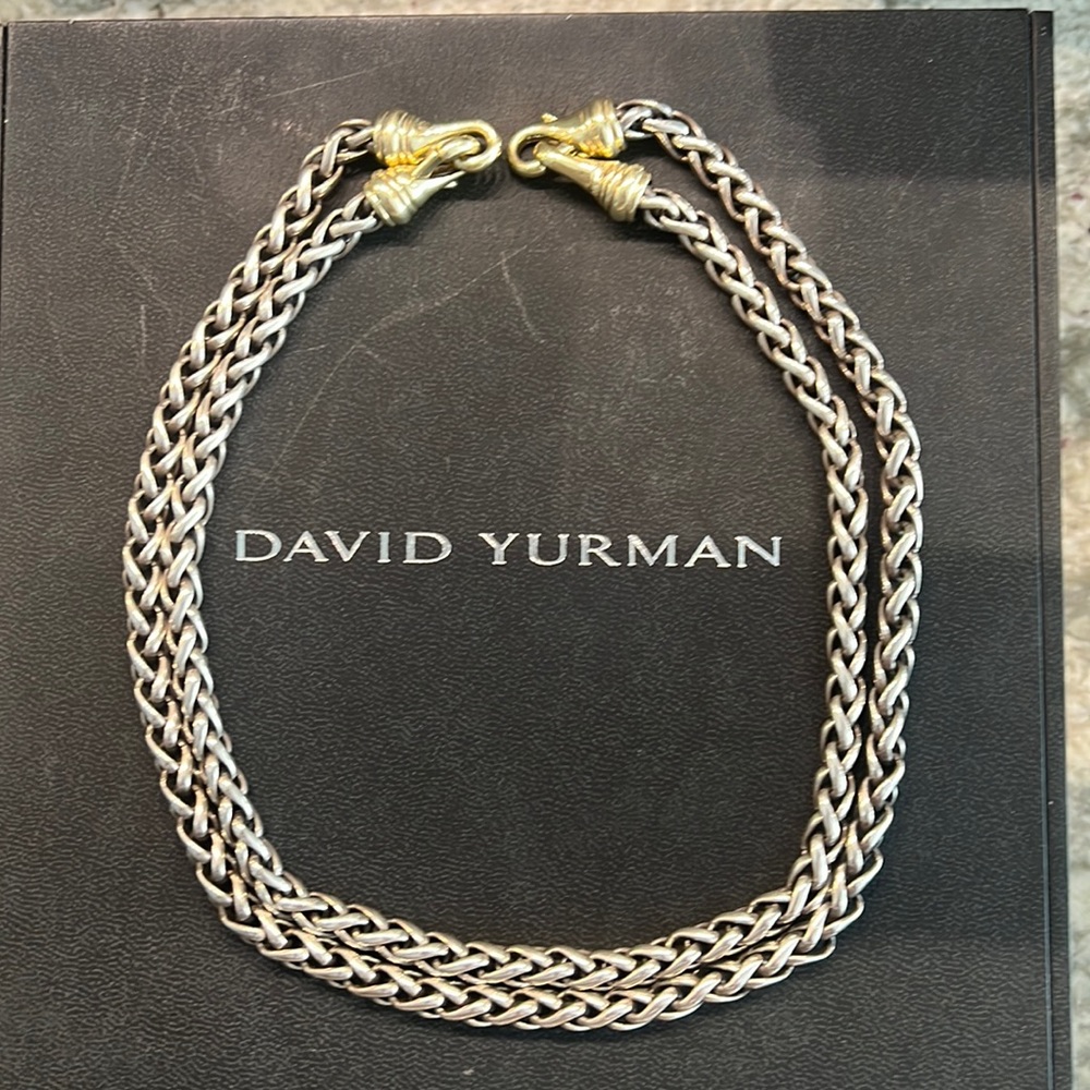 David Yurman Silver and Gold Twisted Cable Necklace - Picture 8 of 8